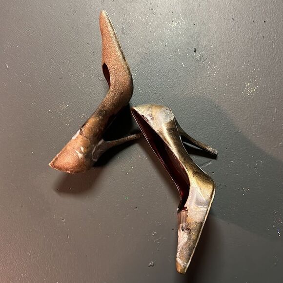 Size 41 (9) Red Luxe Vianna Collection Custom Upcycled Glitter Stilettos - Picture 4 of 5